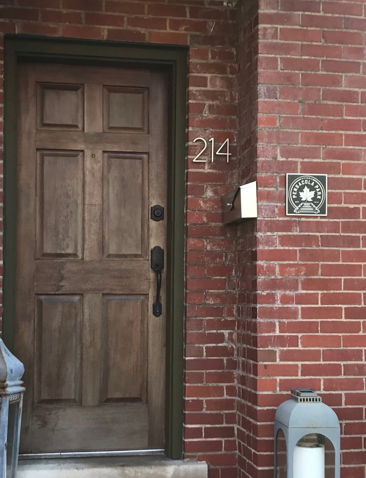 house with 5" x 5" plaque